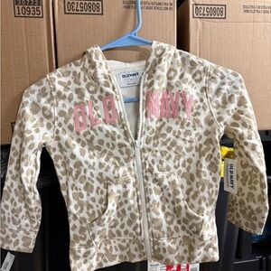 Old Navy Kids Cream and Pink Leopard Hoodie